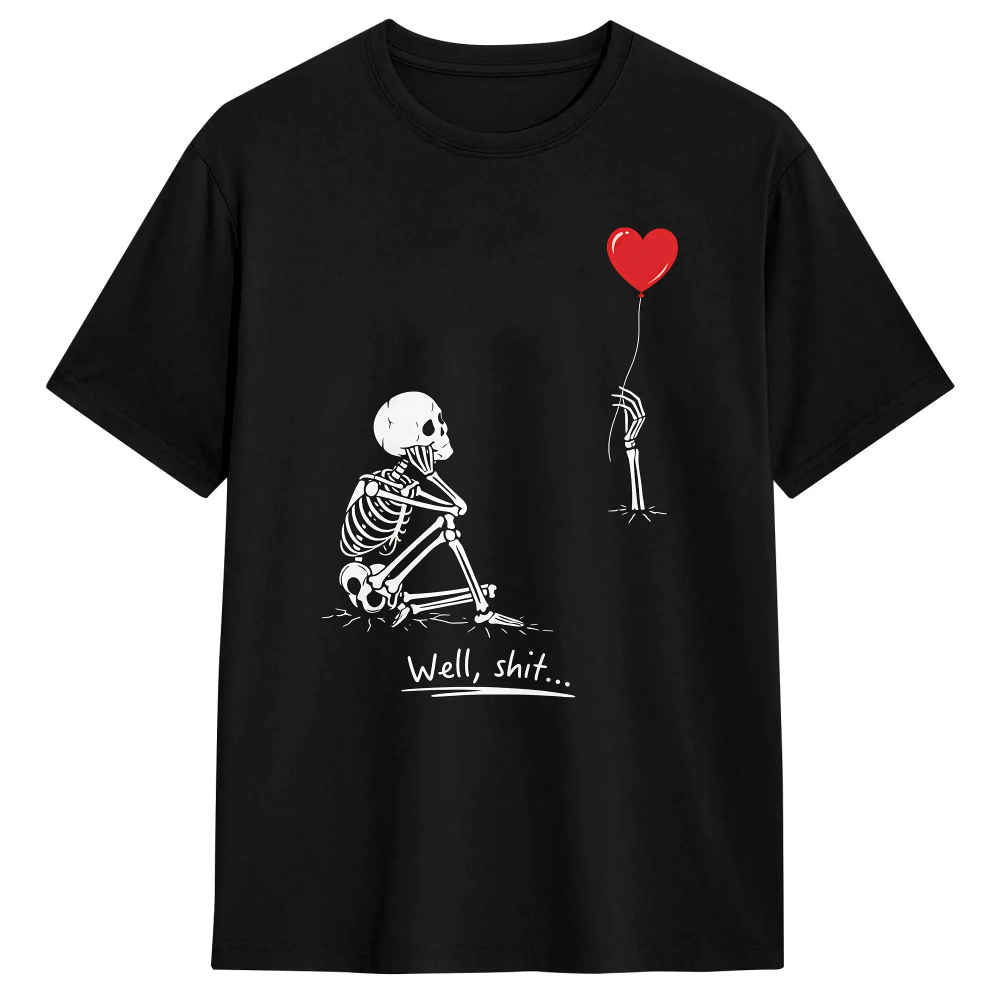 Well Sht Skeleton Balloon T Shirt Summer  Cotton T-Shirts For Men Leisure Casual Tee Shirt Short Sleeves Vintage Tops