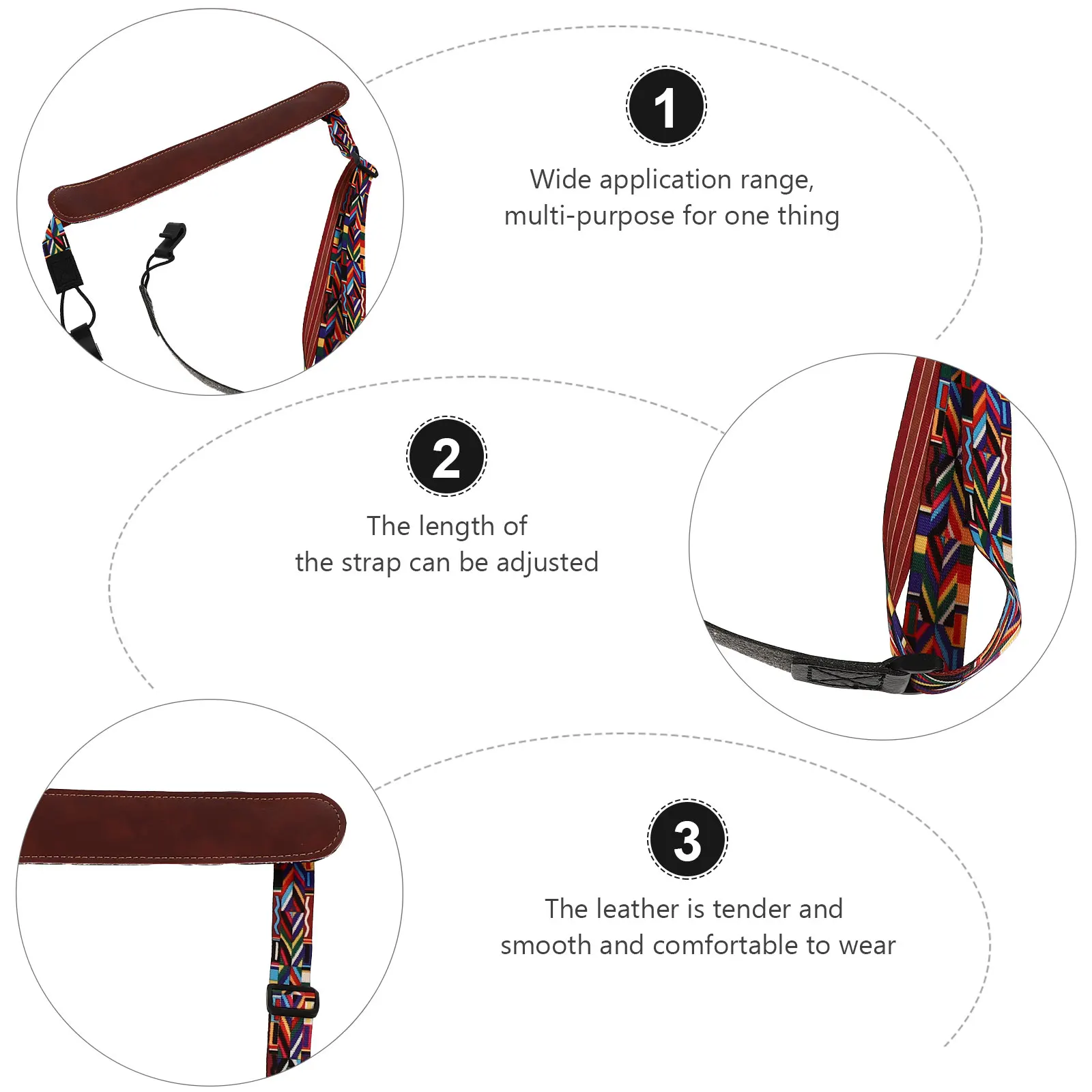 

1 pc Adjustable Cotton Pu Ukulele Strap Foldable Portable Lanyard For Stringed Instrument Durable Comfortable Diagonal Carrying