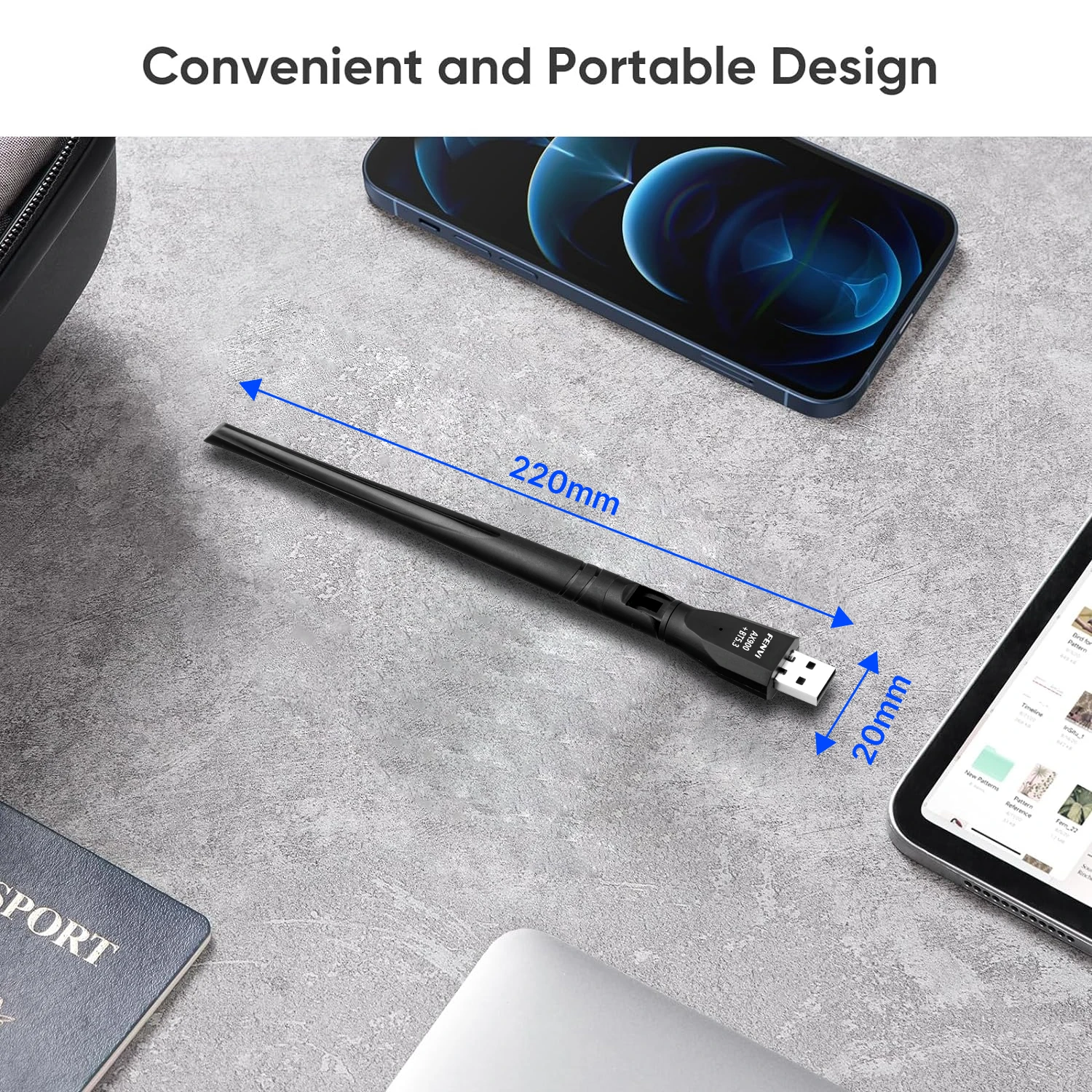 fenvi 900Mbps WiFi 6 USB Adapter Bluetooth 5.3 AX900 USB Dongle Wireless Network Card Dual Band 2.4/5G Free Driver For PC Laptop