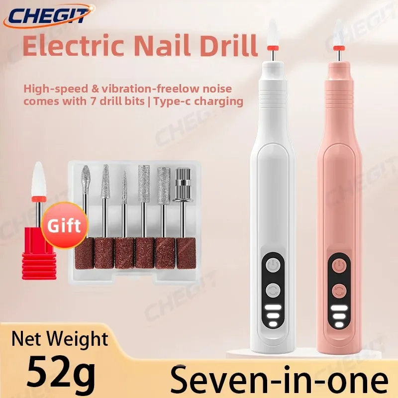 7Combination1 Set trapano elettrico per unghie Trapano per unghie lucidante esfoliante ​   Strumento portatile per lucidare le unghie con penna per lima per unghie