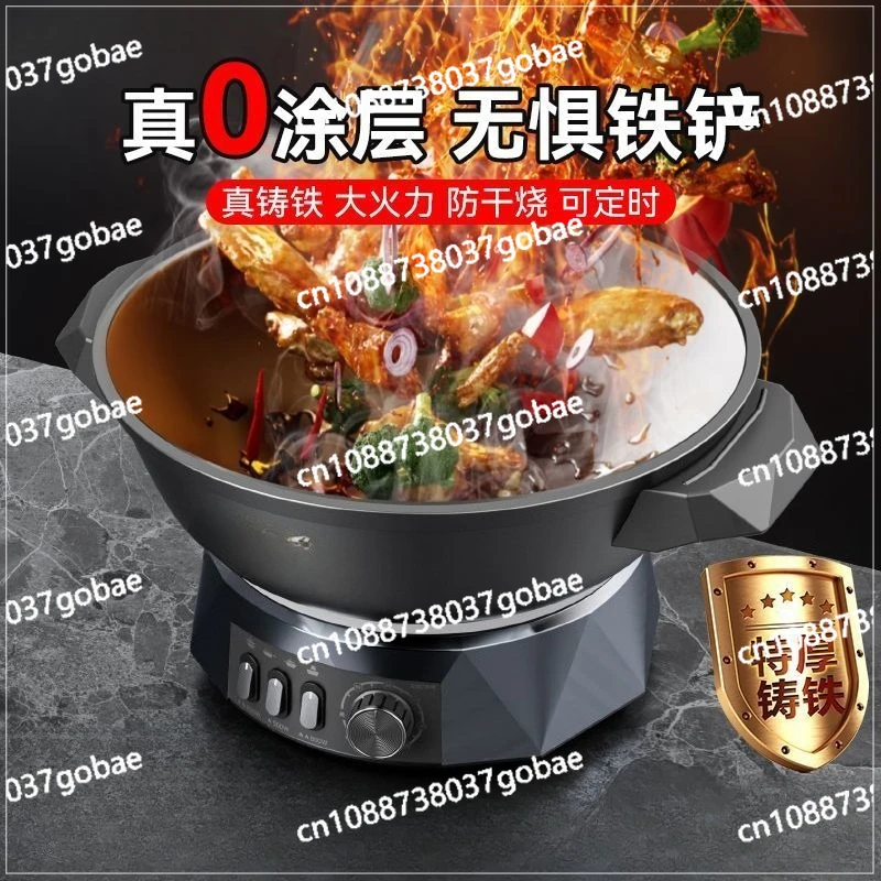 Multifunctional Timed Electric Wok Cast Iron Electric Wok Steaming and Stewing Integrated Hot Pot Wok