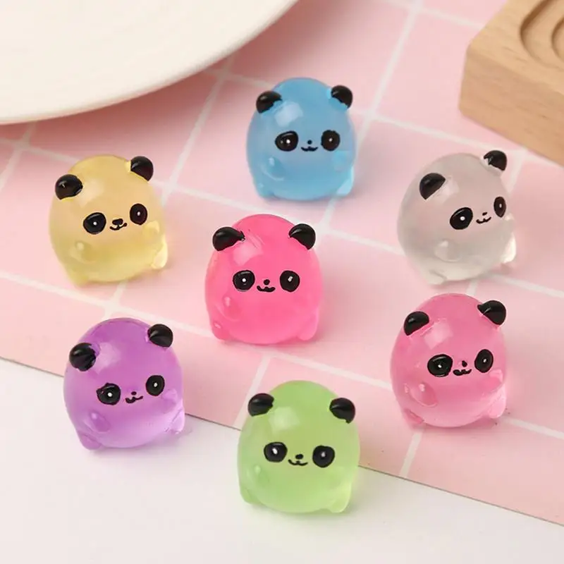 Glowing Panda Mini Figurines Miniature Panda Mi-cro Landscape Ornament Glowing In Dark Miniature Flower Potted Decor