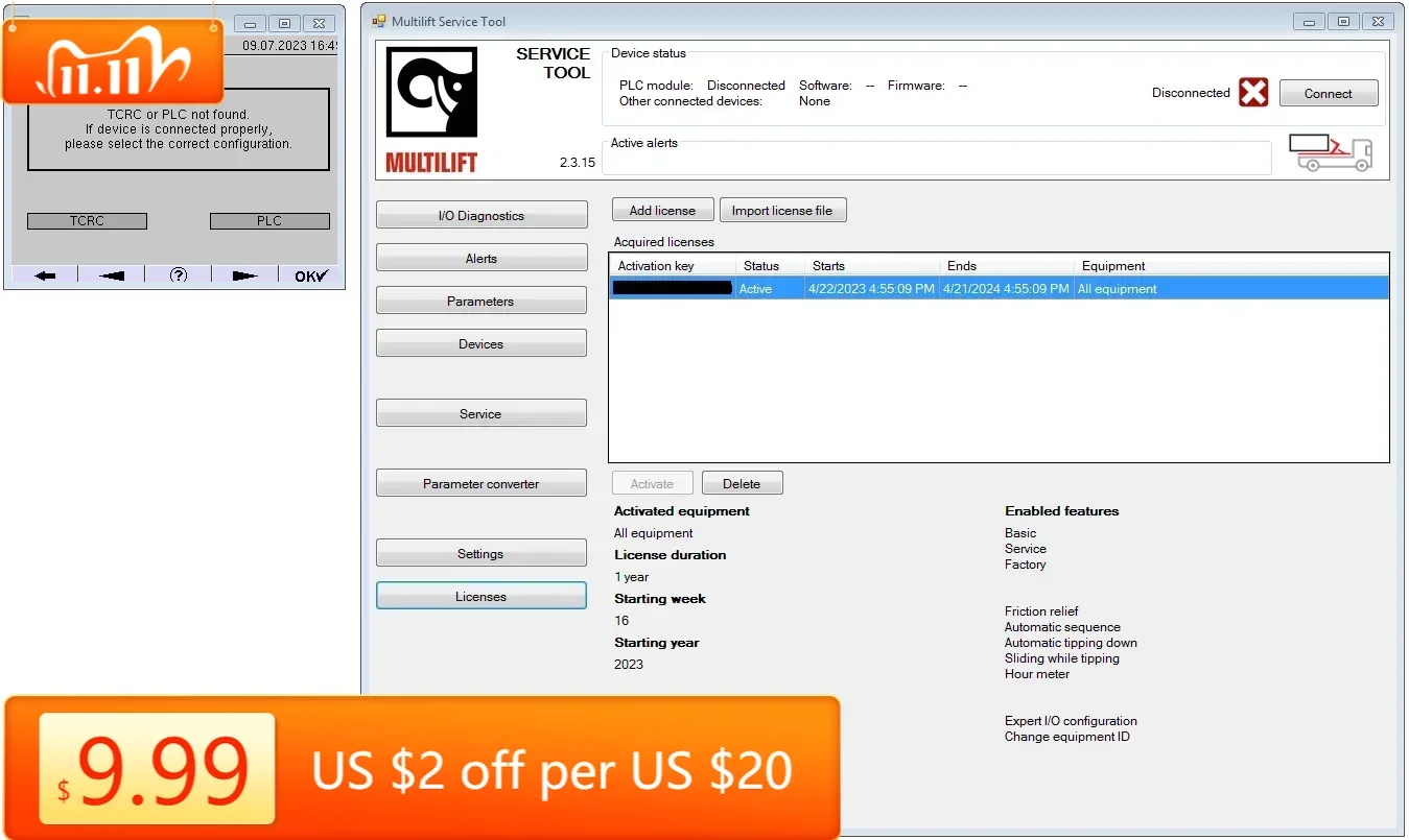 TruckEPC HIAB Cranes Diagnostic Software Package [  MULTILIFT Service Tool and Service Display ]+1 Year Login for Multiple PCs