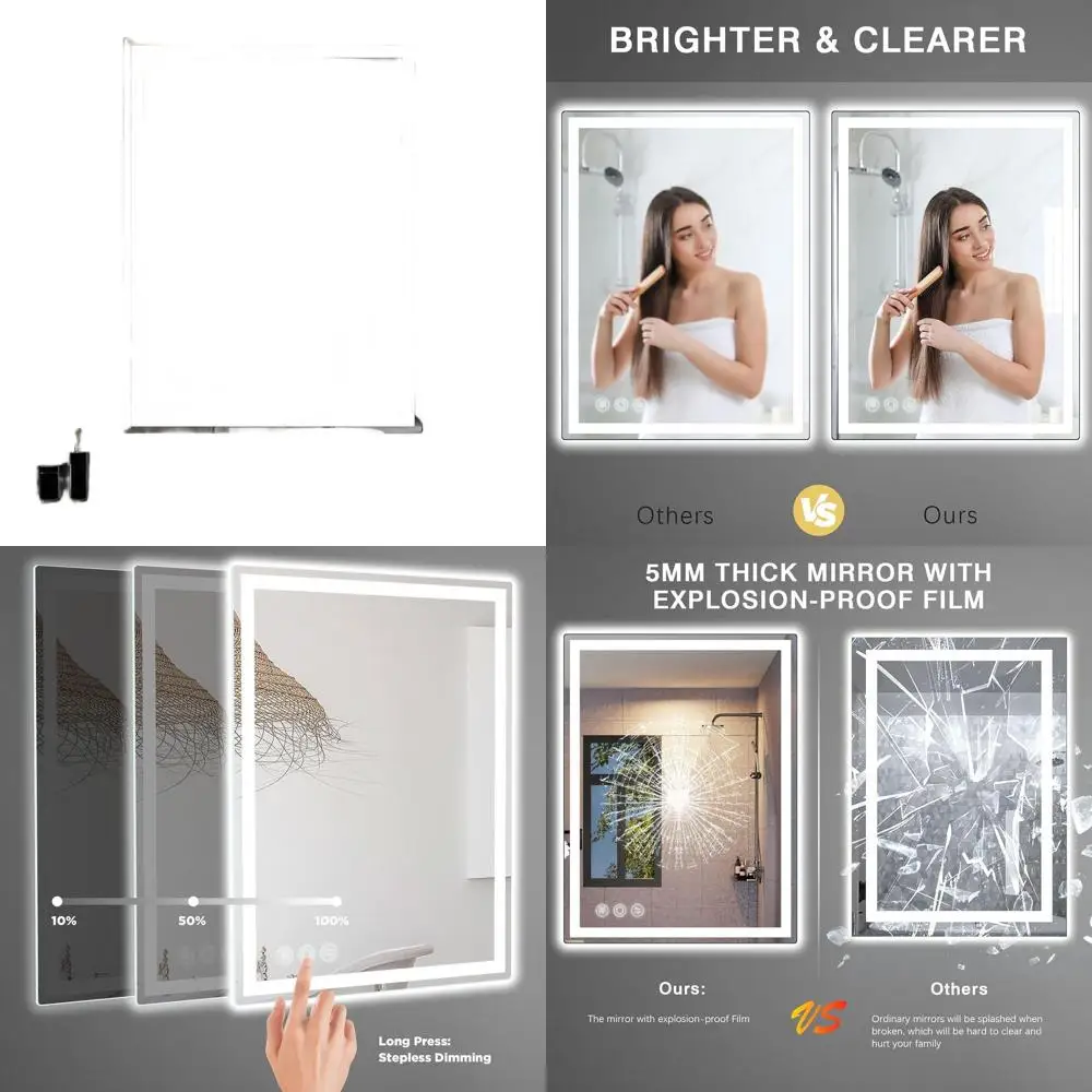 

Зеркало для ванной с подсветкой 20x28, с защитой от запотевания, LED, 3 цветовые температуры, с регулировкой яркости и функцией памяти