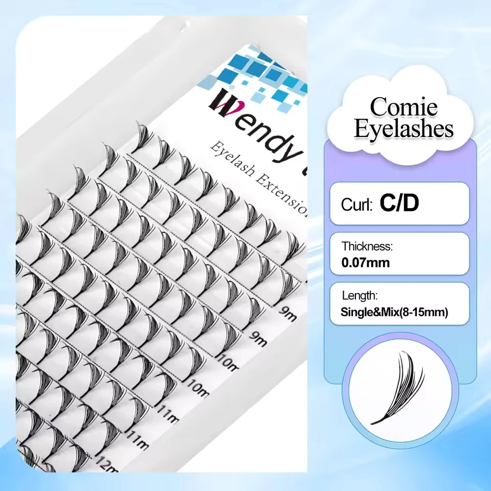 WENDY Comic Spire Eyelash ExtensionsC/D Curl Mix 8-14mm New Tower Fans Premade Spikes Lashes Cartoon for Anime Makeup