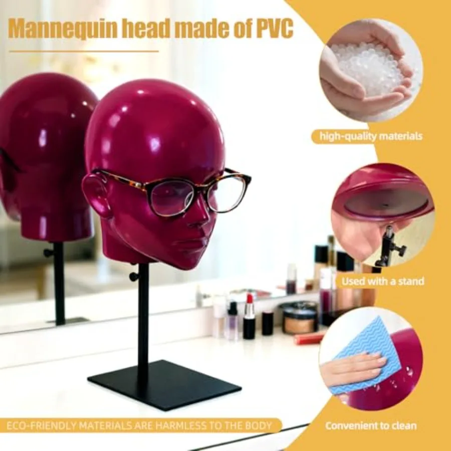 조절 가능한 마네킹 가발 헤드, 검정색 금속 스탠드 포함, 가발, 모자, 캡 및 헤드드레스 스타일링 및 전시에 이상적