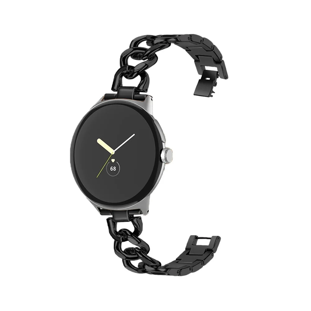 1 PCS 22MM 금속 스마트 워치 스트랩 스테인레스 스틸 단일 행 카우보이 체인 스트랩, 구글 픽셀 시계 교체 부품