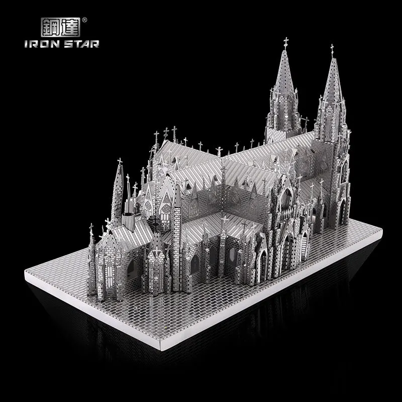 3D Puzzle metalowe katedra św. Patryka newyyorkcity DIY zestaw klocków prezenty urodzinowe zabawki dla dorosłych nastolatków