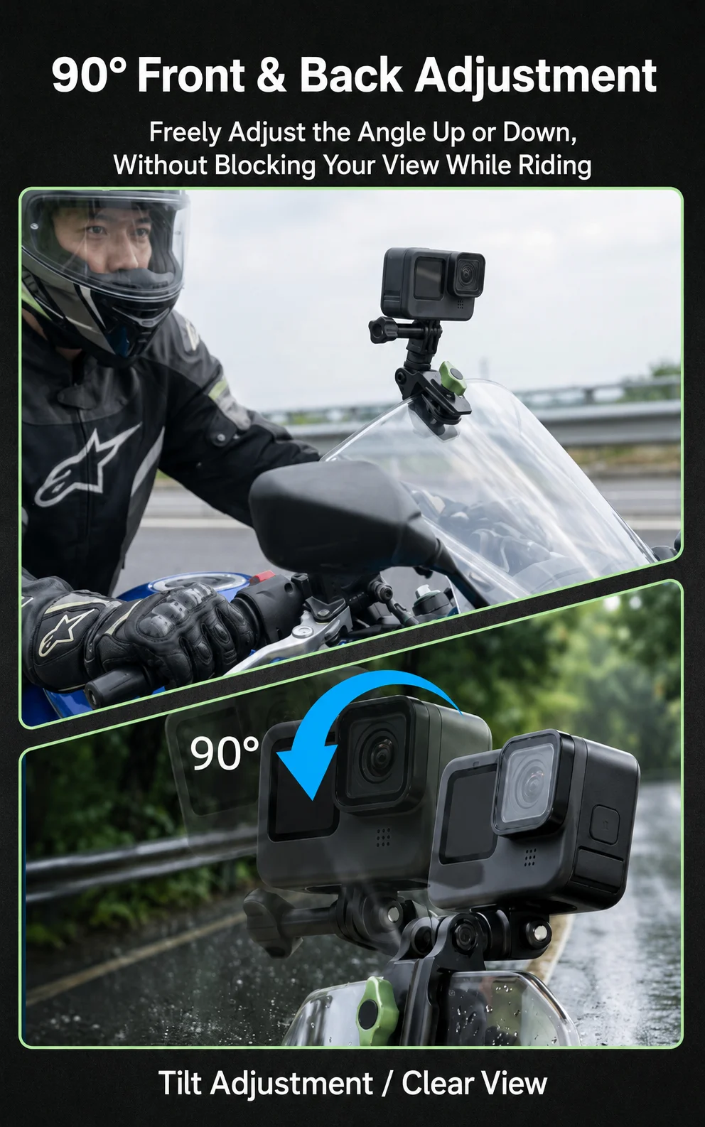 Aluminium-Windschutzscheiben-Clip-Halterung für DJI Osmo Nano/Action 6/5Pro/Pocket 3 4 GoPro/Insta360 X5/GO Ultra/X4 Air Zubehör – Detail 5