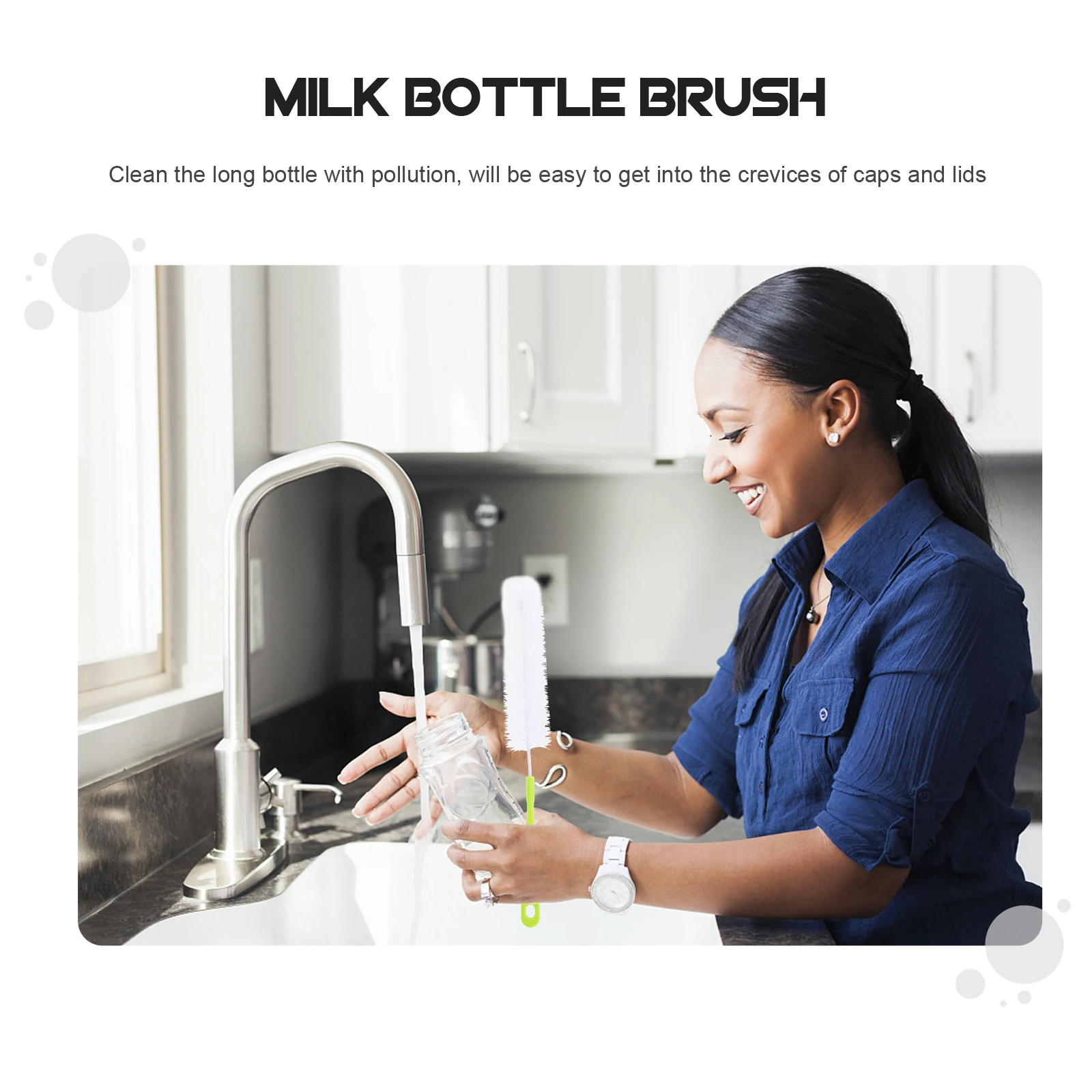 

5pcs Green Long Handle Bottle Brush for Milk Bottles Cups Cleaner PP Material Narrow Neck Scrubber Effective Daily Use