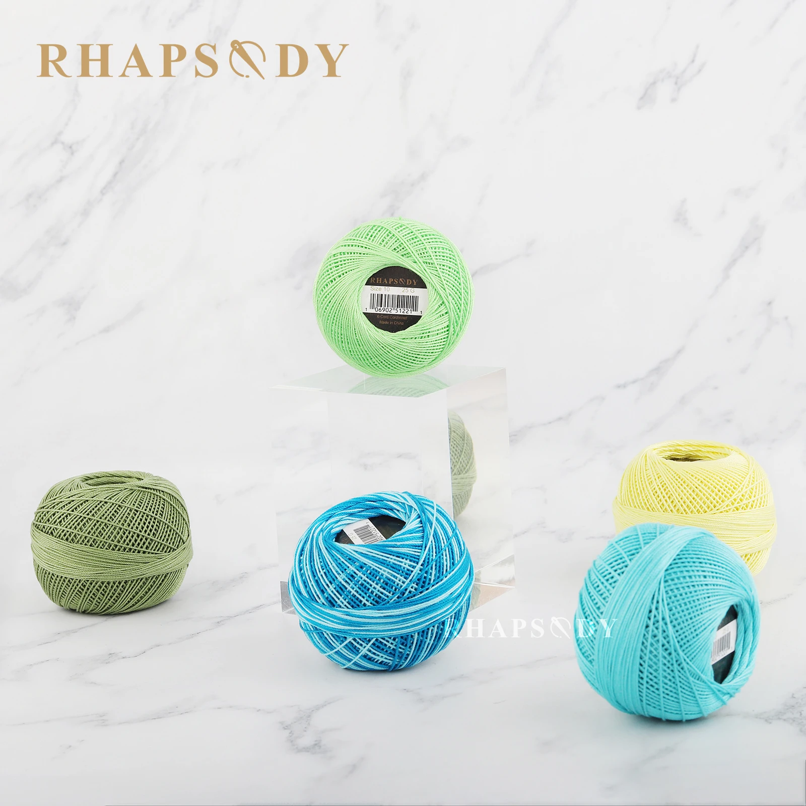 Rhapsody Crochet Thread Assorted Colors Size 10 Knitting 100% Pure Egyptian Cotton Multicolor 10  Variegated Colors 122Yds