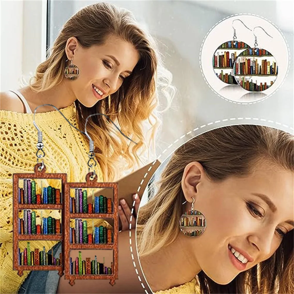 Bookcase Pattern Temperament Earrings Lightweight Stylish Shopping Earring For Shopping