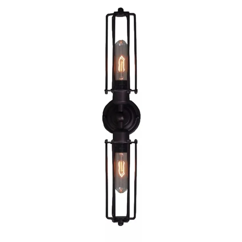 

Vintage wall Loft long iron frame double head wall lamp, American country aisle staircase bedside lamp
