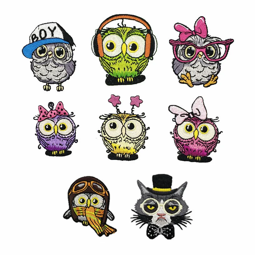 Cute Animal loveliness Owl Patch For Baby\'s Clothing Backpack Decoration Small Applique Iron On Embroidery Patches Badge