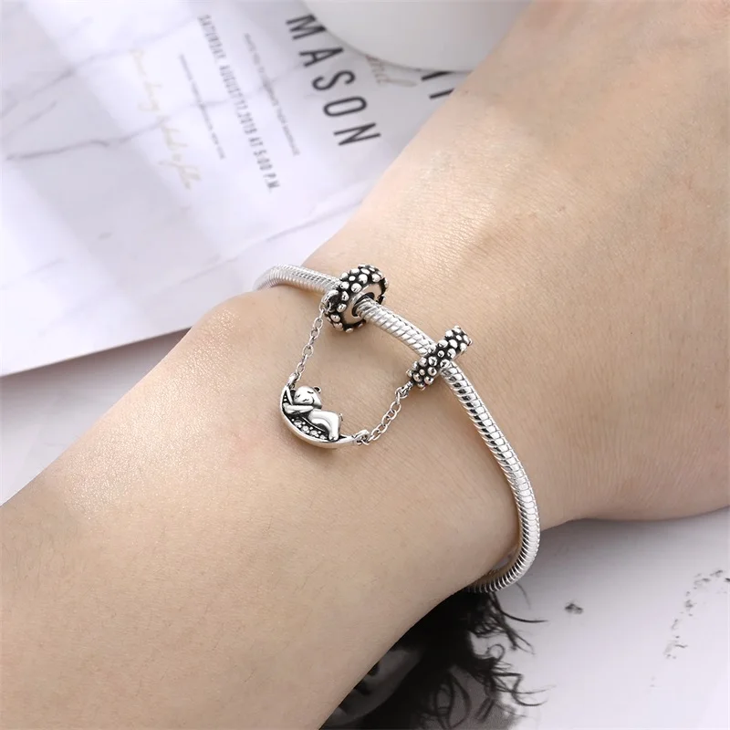 Simple Animal Series 925 Sterling Silver Dinosaur Elk Rabbit Trendy Charms Beads Fit Pandora Original Bracelets DIY Jewelry