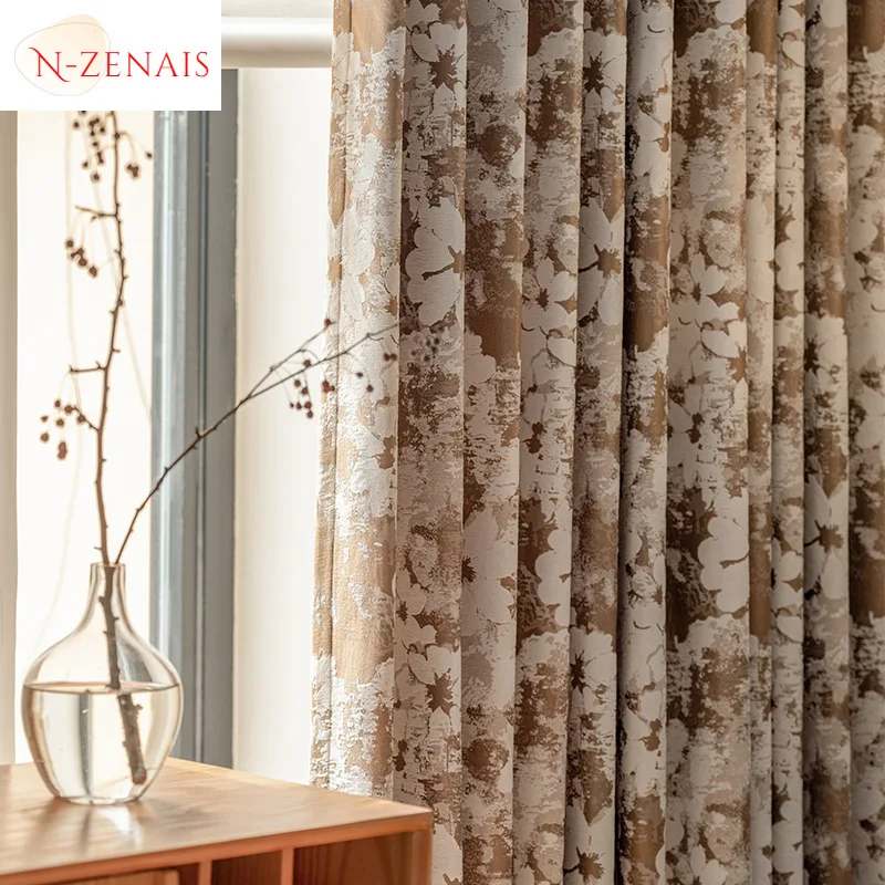 French Mid-century Style Living Room and Bedroom High-end Chenille Retro Elegant Luxury Curtains Custom Size Fashion