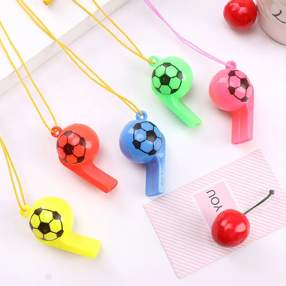 5x Fashion Mini Whistle Plastic Whistle with Rope Kid Football Soccer Cheerleading Whistle Fan Cheering Prop Children Whistle