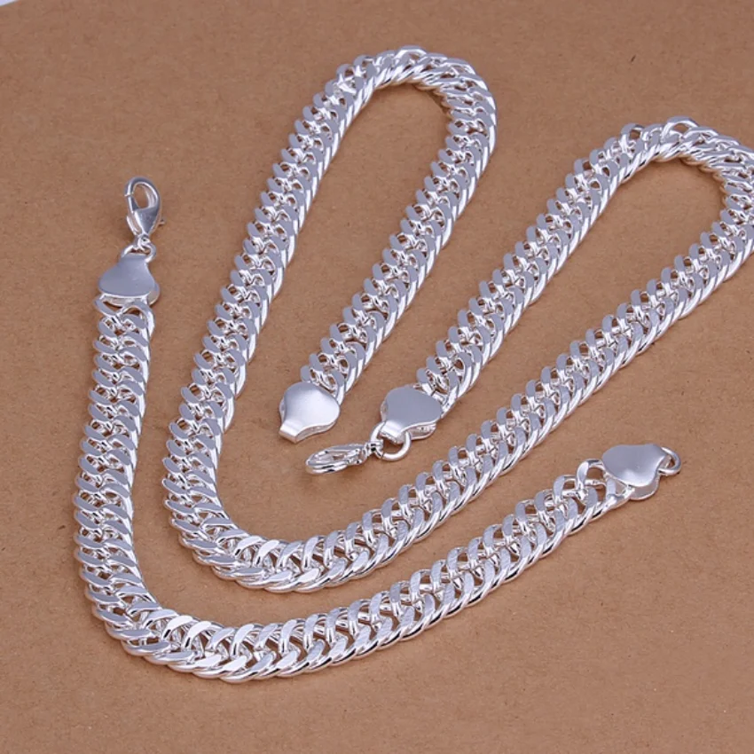 925 Sterling Silver 10MM naszyjnik łańcuch bransoletka wysokiej jakości mężczyzna kobiet moda zestaw biżuterii ślub noble cena fabryczna