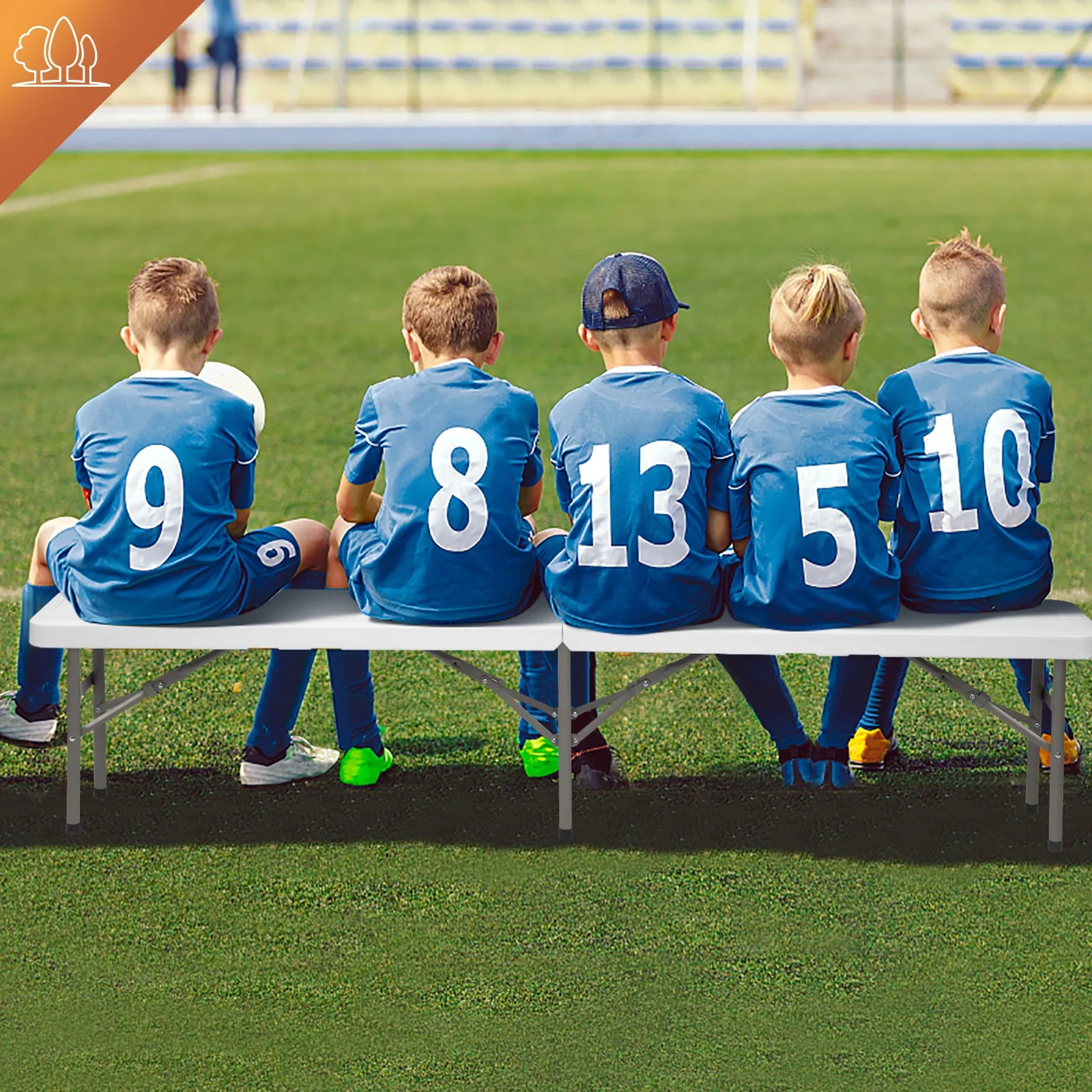 في/خارج 2 قطعة فناء 6FT محمول قابل للطي من البلاستيك الأبيض مقعد حديقة البراز