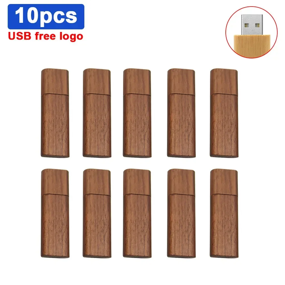 Pendrive Mini de madera con logotipo personalizado, unidad Flash USB 2,0 de 4GB, 8GB, 16GB y 32GB, regalo de boda creativo, 10 unids/lote