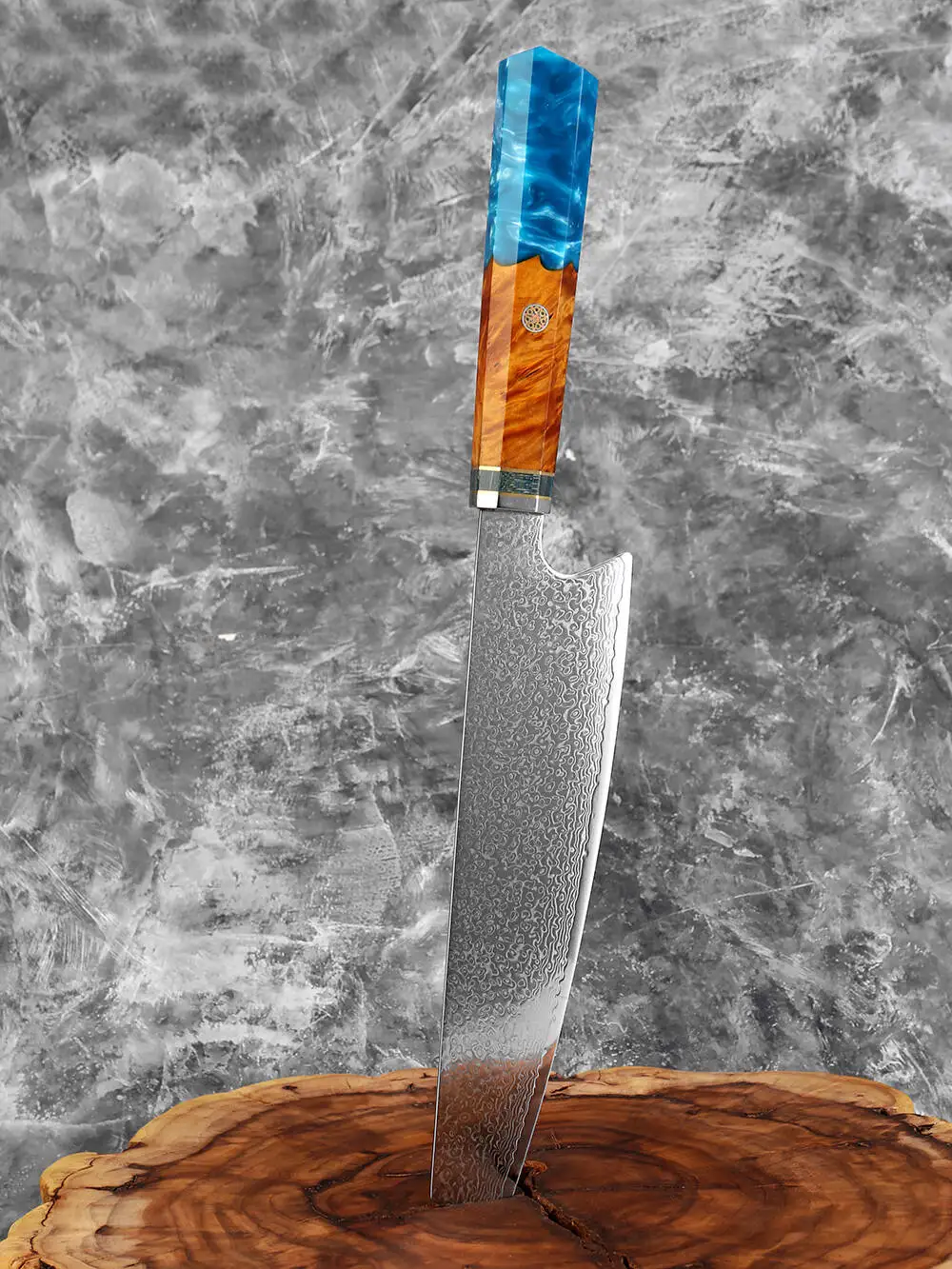 XITUO 8 Inch Kiritsuke Chef Knife Damascus Steel Kitchen Knife Resin Stabilized Wood Handle Cooking Knife for Meat Vegetable Cut