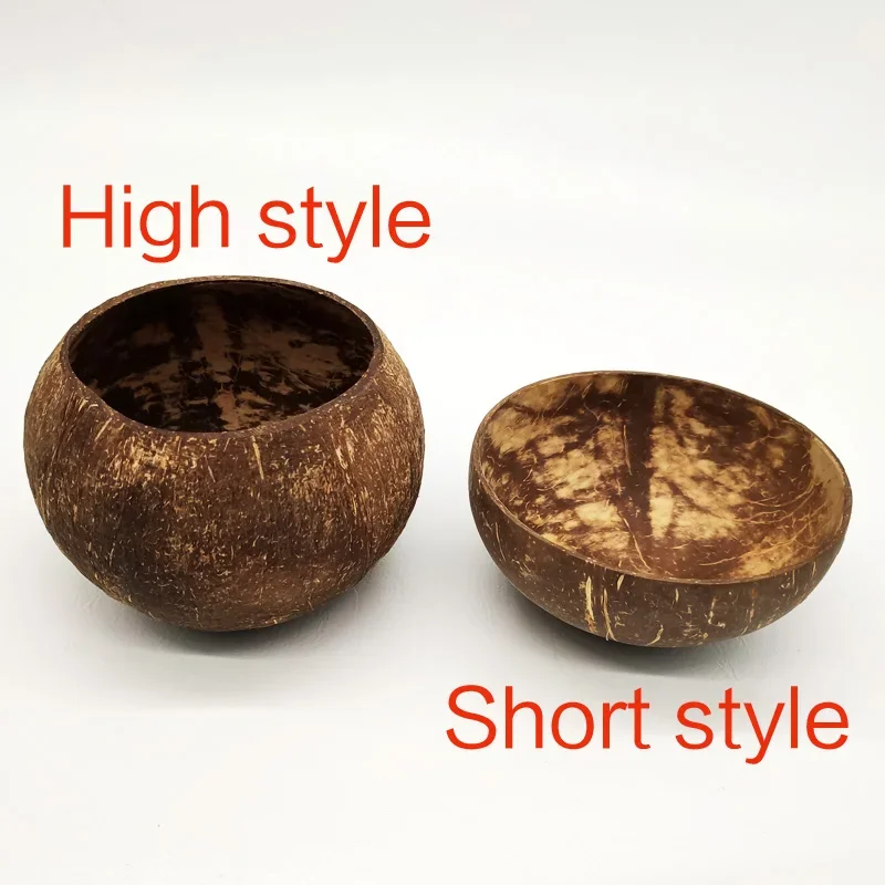 Trend Natural Coconut Bowl Set Spoon Fruit Salad Noodle Rice Bowl Wooden Creative Coconut Shell Smoothie Bowl Tableware Kitchen