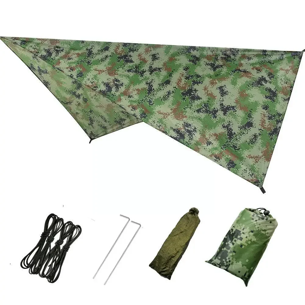 230×140cm Outdoor Waterproof Tarp Camouflage Outdoor Rain Canopy Portable Shade Uv Survival Mat for Picnic、BBQ、Camping、Outdoor