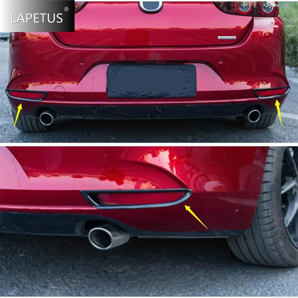 

Car Accessories Rear Tail Bumper Fog Lights Foglight Lamps Frame Decor Cover Trim For Mazda 3 Sedan 2019 2020 Carbon Fiber Look