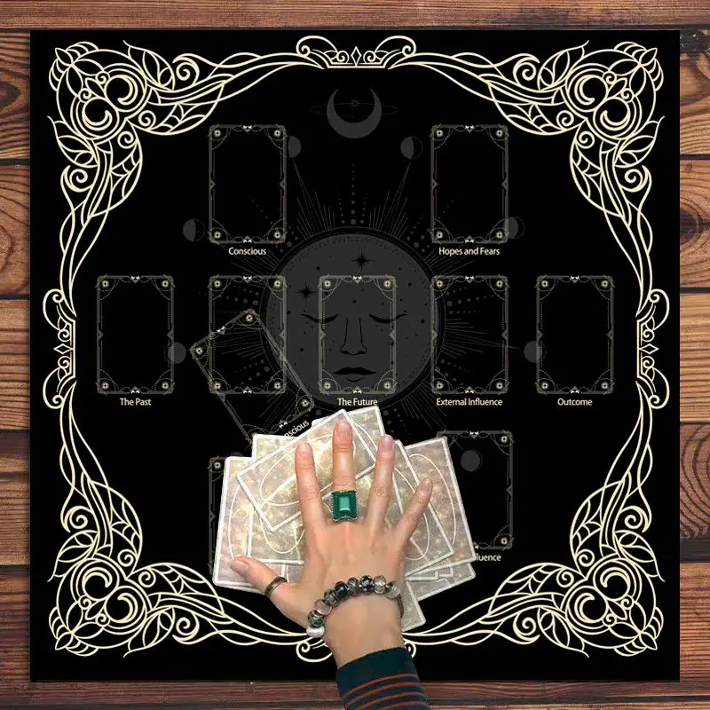 VIKAMA Gold Moon Phase Starburst Celestial Tarot Cloth, 6 Designs, Divination Mat for Tarot Reading Witchcraft