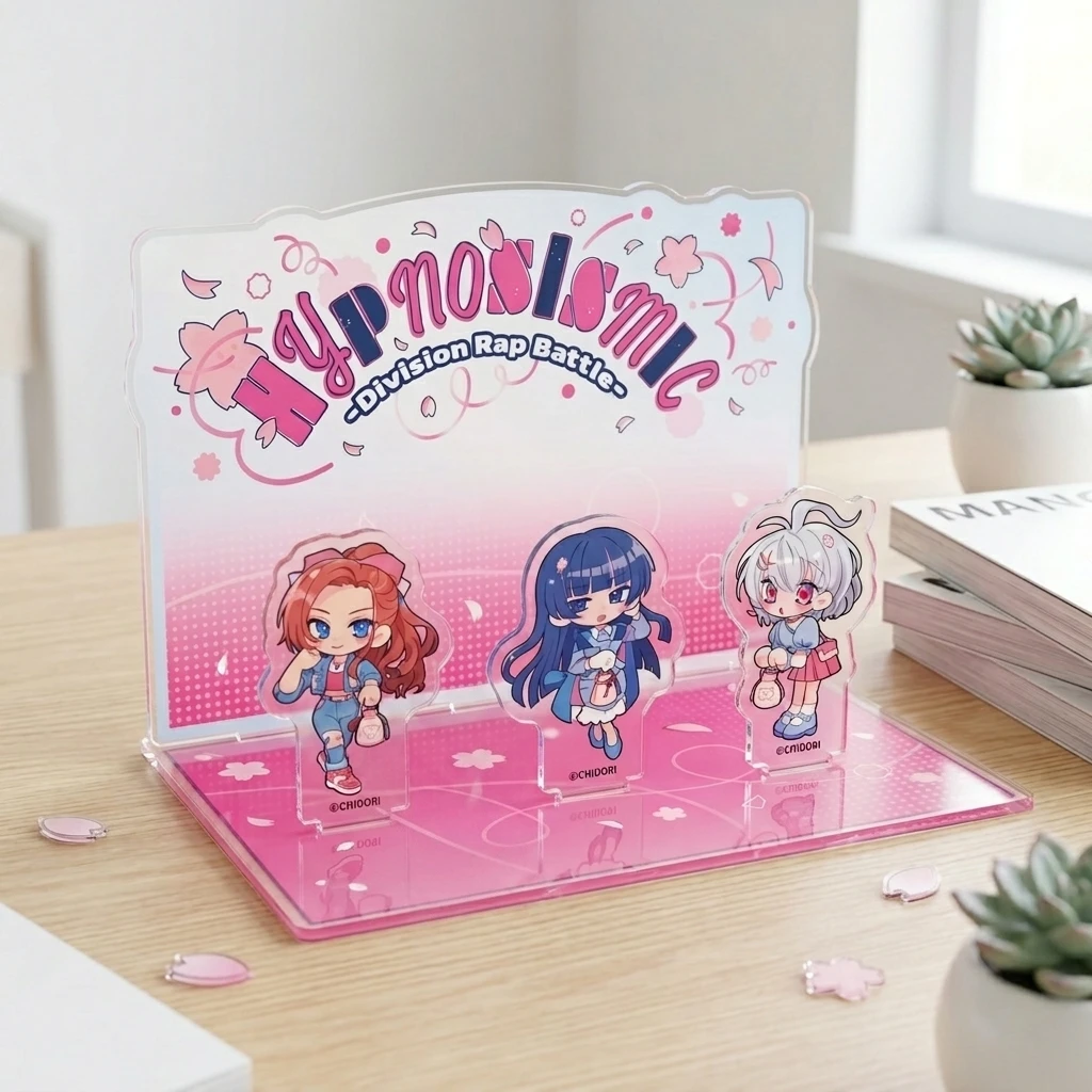 Cute Anime Hypnosis Mic Acrylic Standee Otome Ichijiku Nemu Chibi Figure Diorama Scene Birthday Gift for Fan Keychain