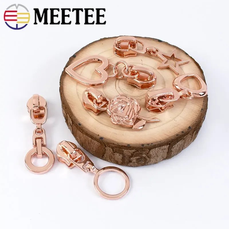 Meetee/50pc 5 # Reiß verschluss Schieber für Nylon Reiß verschluss Roségold Reiß verschlüsse Abzieher kopf Nähen Kleidung Reiß verschlüsse Schieber Gepäck anhänger Zubehör