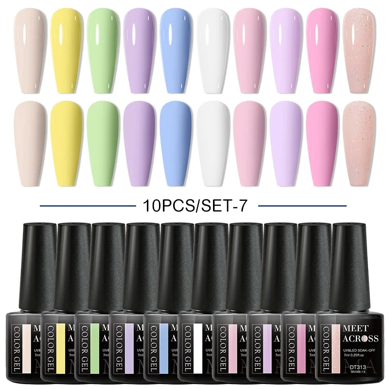 

10Pcs/Set Macaron Color Gel Nail Polish Set Summer Nail Polish Kit Semi Permanent Soak Off UV LED Gel Varnish Manicure Set 7ml