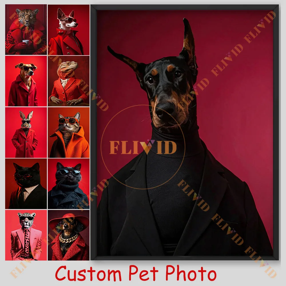 Custom Modern Fashion Pet Portrait Canvas Wall Art,Animal Portrait Poster Perso…