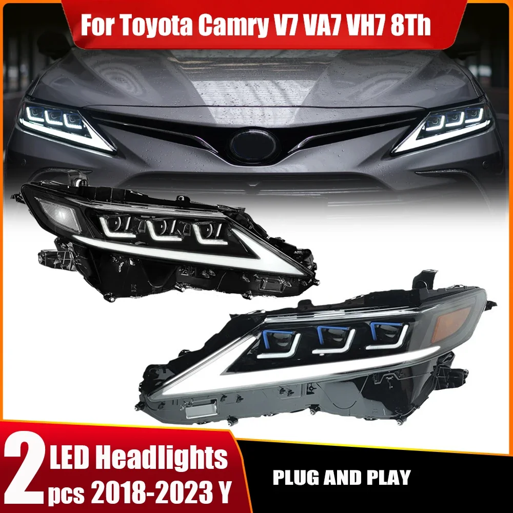 Car Accessories for Toyota Toyota Camry 8th Gen 2018-2024 LE SE XLE XSE Headlight Assembly LED Day Running Lamp Flow Turn Signal