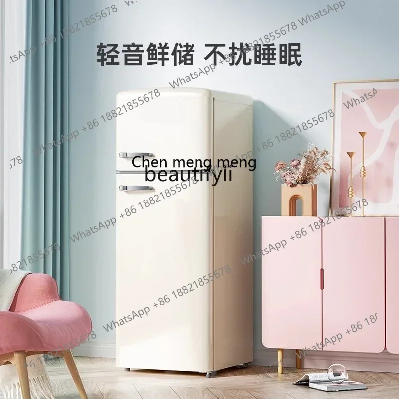 

New arrive Vintage American fashion, double door refrigerated frozen home dormitory rental small refrigerator