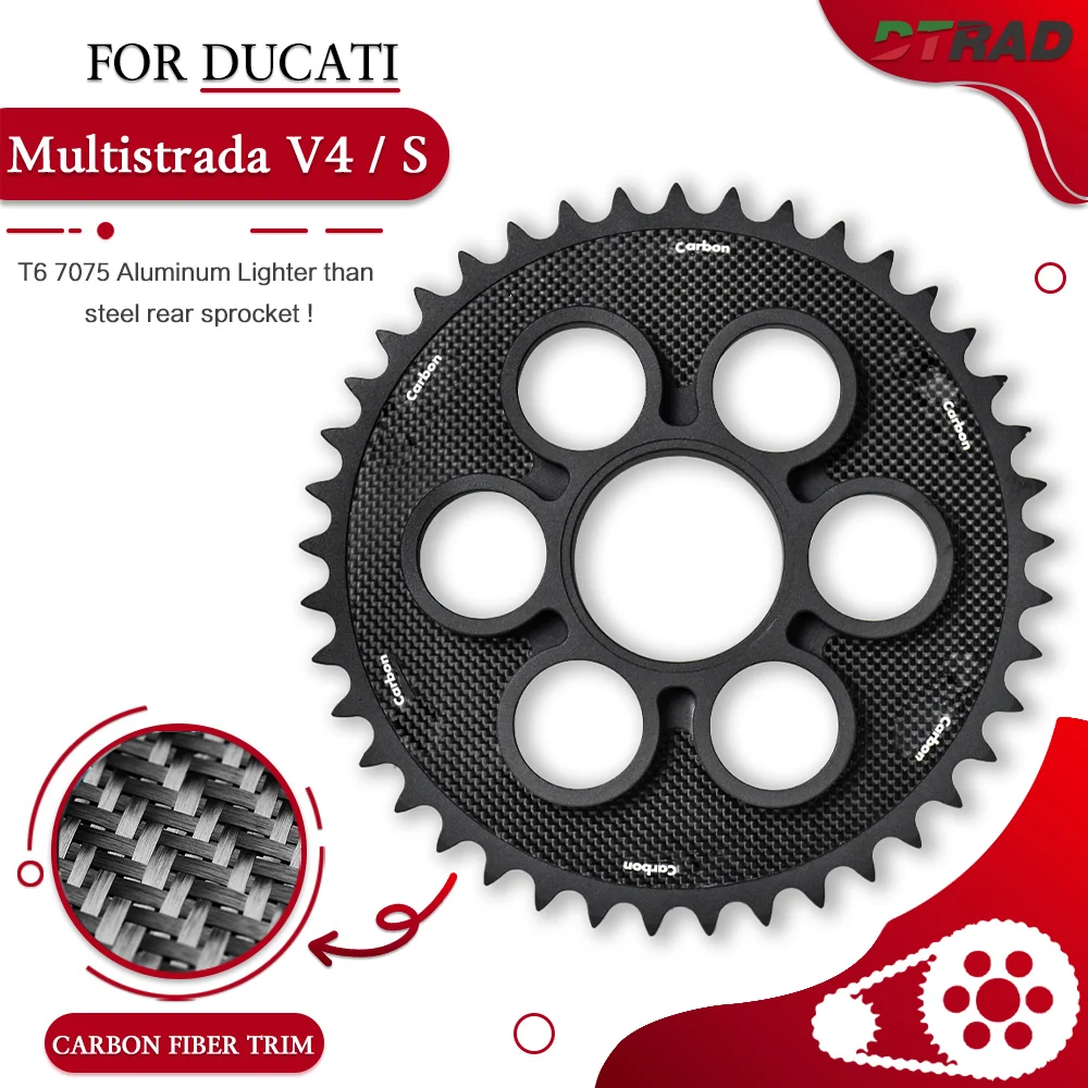 For DUCATI Multistrada V4 V4S Pikes Peak Rally Accessories 41T Carbon Fiber Decoration Aluminum Rear Chain Sprocket Replacement