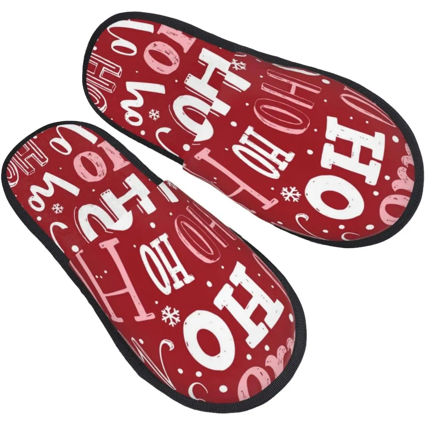 

Women'S Fuzzy Slippers Ho Pattern Funny Christmas Warm Furry Slippers With Non Slip Winter Slip-On Indoor Outdoor Plush House