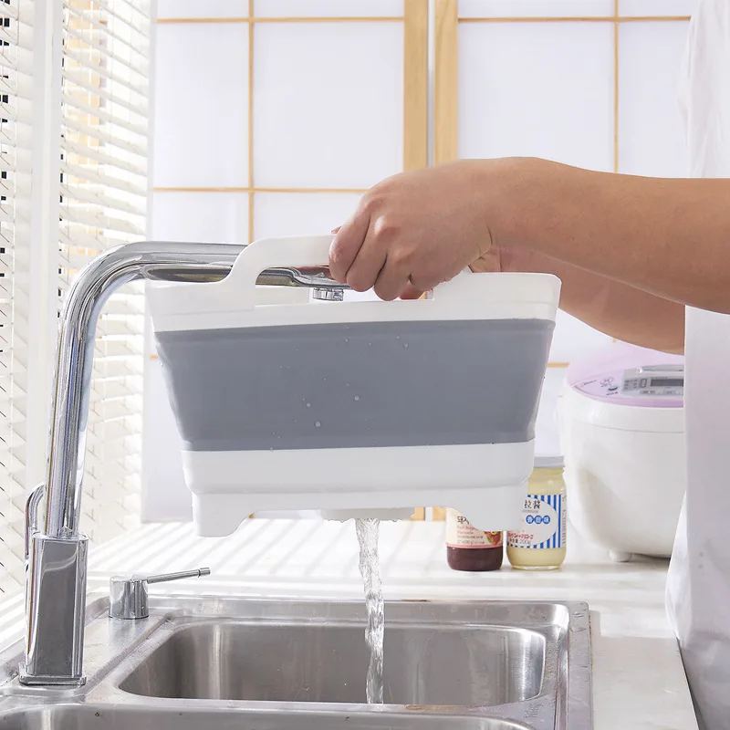 1pcs Kitchen Washing basket Fruit storage Kitchen drain Multi-function folding sink rack  For Caravan Boats Camper Car RV