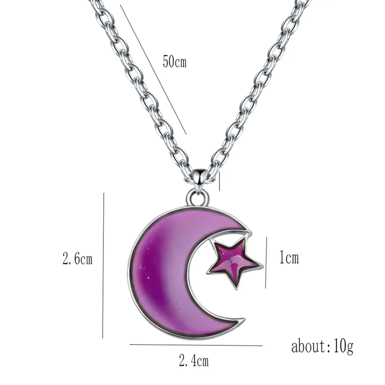 Mood Necklace Moon Star Shape Temperature Sensing for Wife Girlfriend Mom
