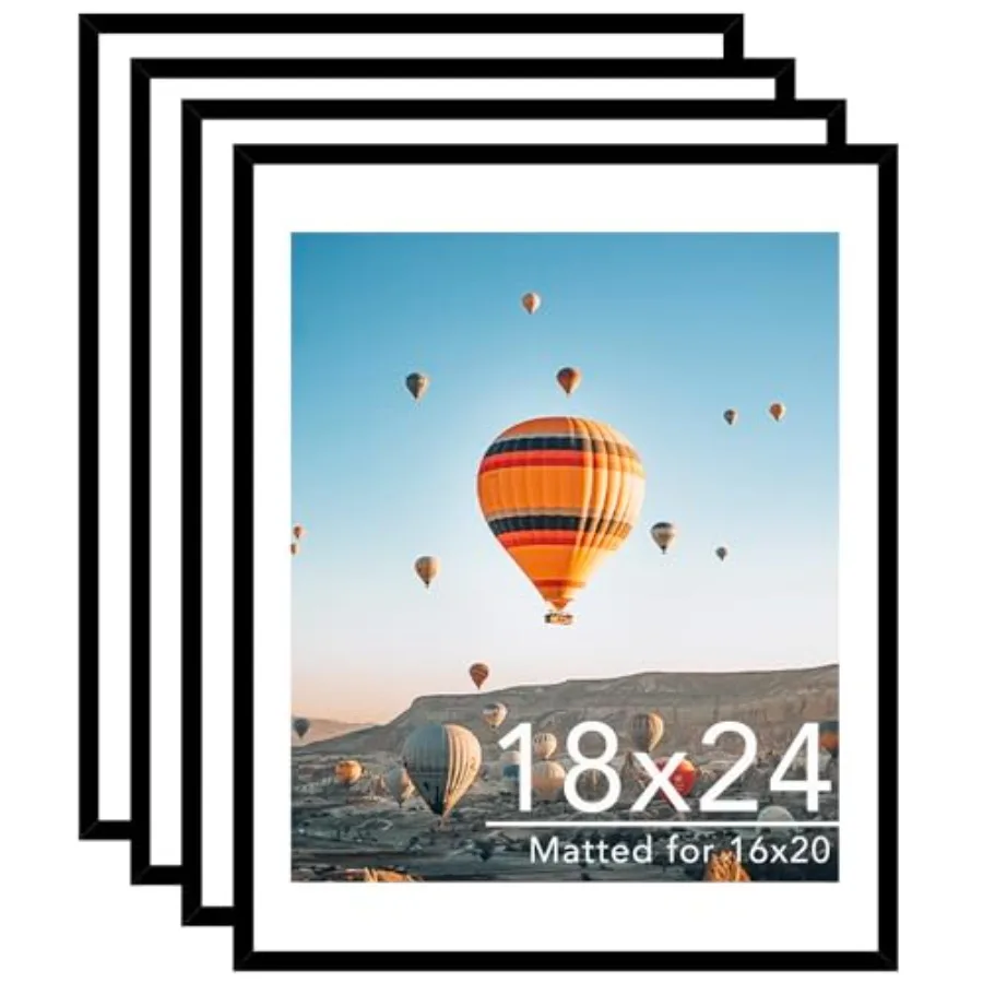 

Набор из 4 фоторамок 18x24 с подложкой 16x20 для фотографий 16x20 с подложкой или 18x24 без подложки, настенные, большие, 18x24 дюйма