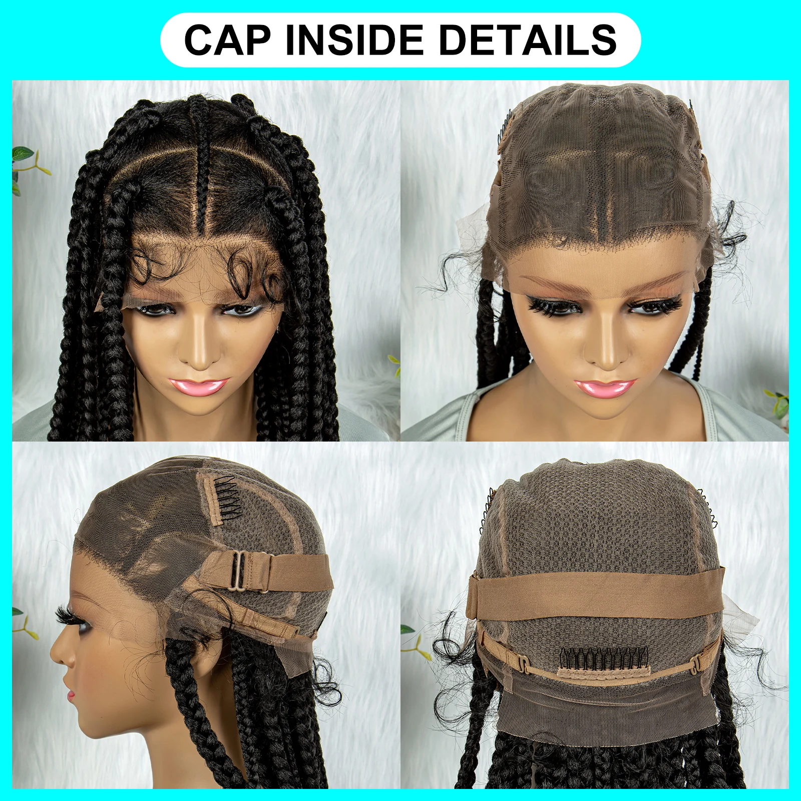 KIMA New Synthetic HD Lace Front Wig Braided Wigs For Black Women Crochet Braid Braiding Hair Knotless Box Cornrow Braids Wigs