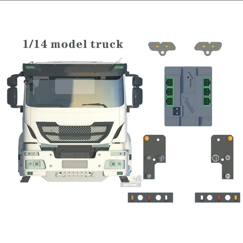 1/14 Mud Head Drag Lamp Control Set For Iveco Special Series Magic Bean Model For Tamiya  RC Trailer Tipper Car Parts