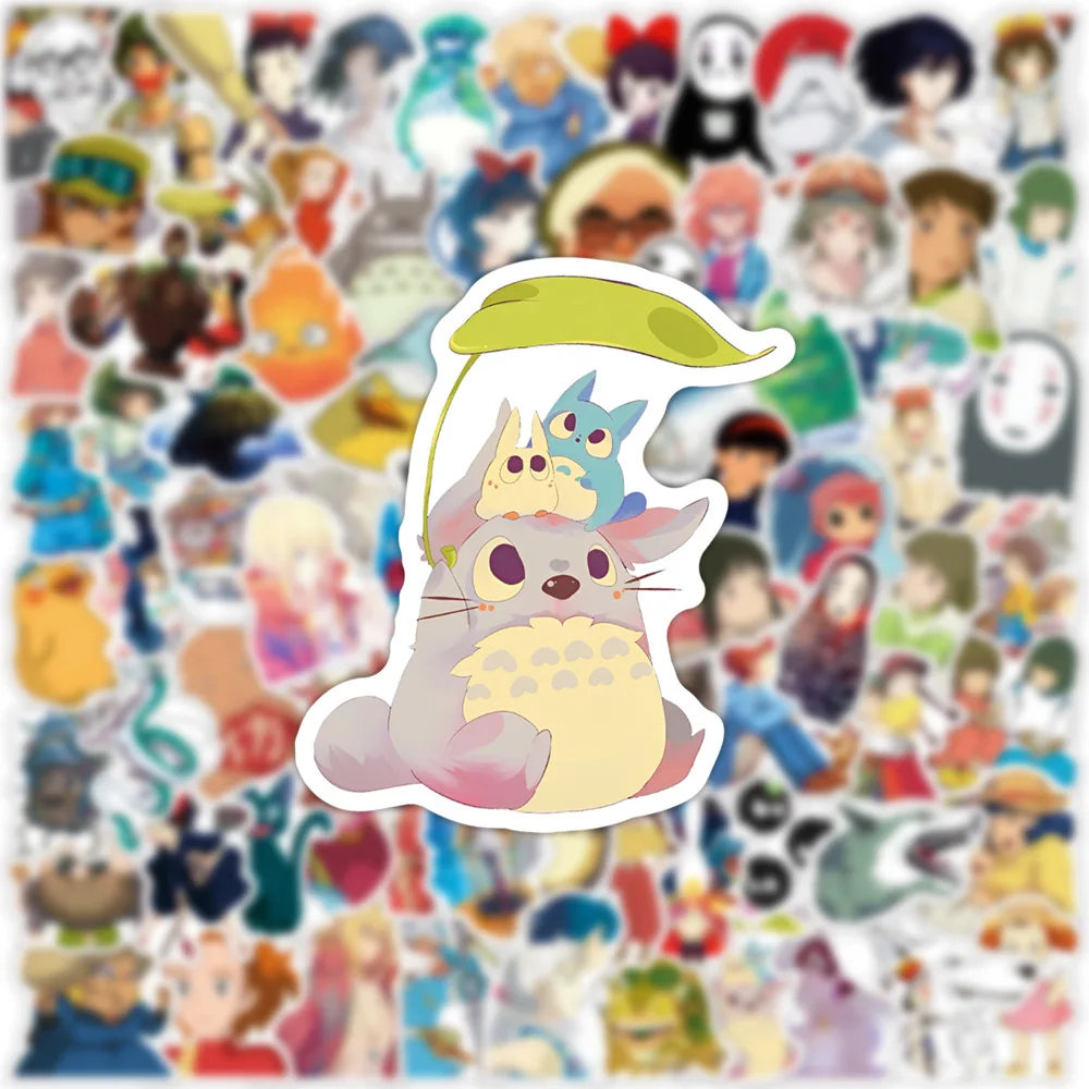 100pcs Hayao Miyazaki Anime Stickers Notebook Guitar Skateboard DIY Stickers Cute Laptop Skin Waterproof Phone Case