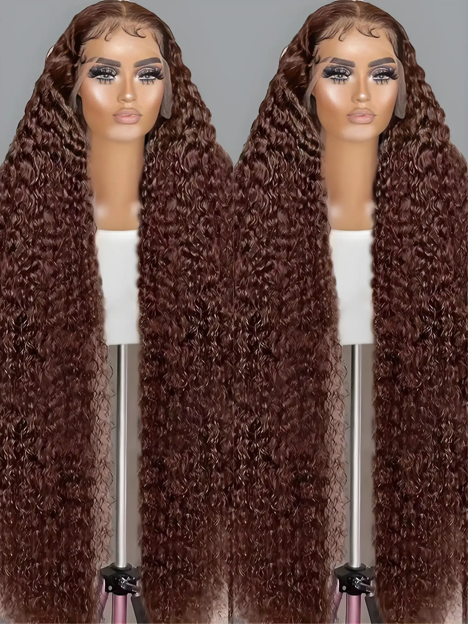 

250 Density Chocolate Brown HD Lace Frontal Wig 40 Inch Deep Wave Human Hair Wigs 13x6 HD Lace Front Wigs Human Hair For Women