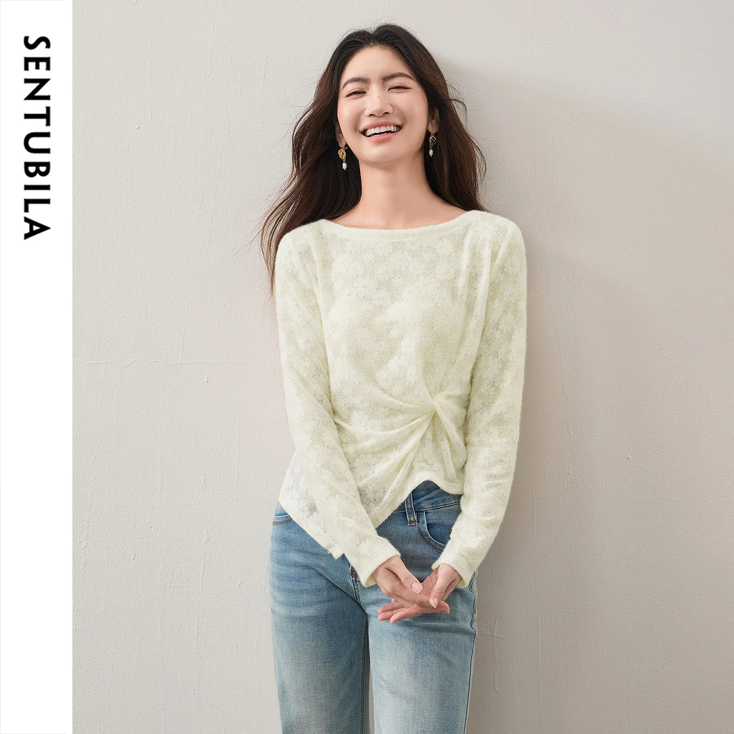 Women's One-Shoulder Knit Sweater - Slim Fit Autumn Pullover