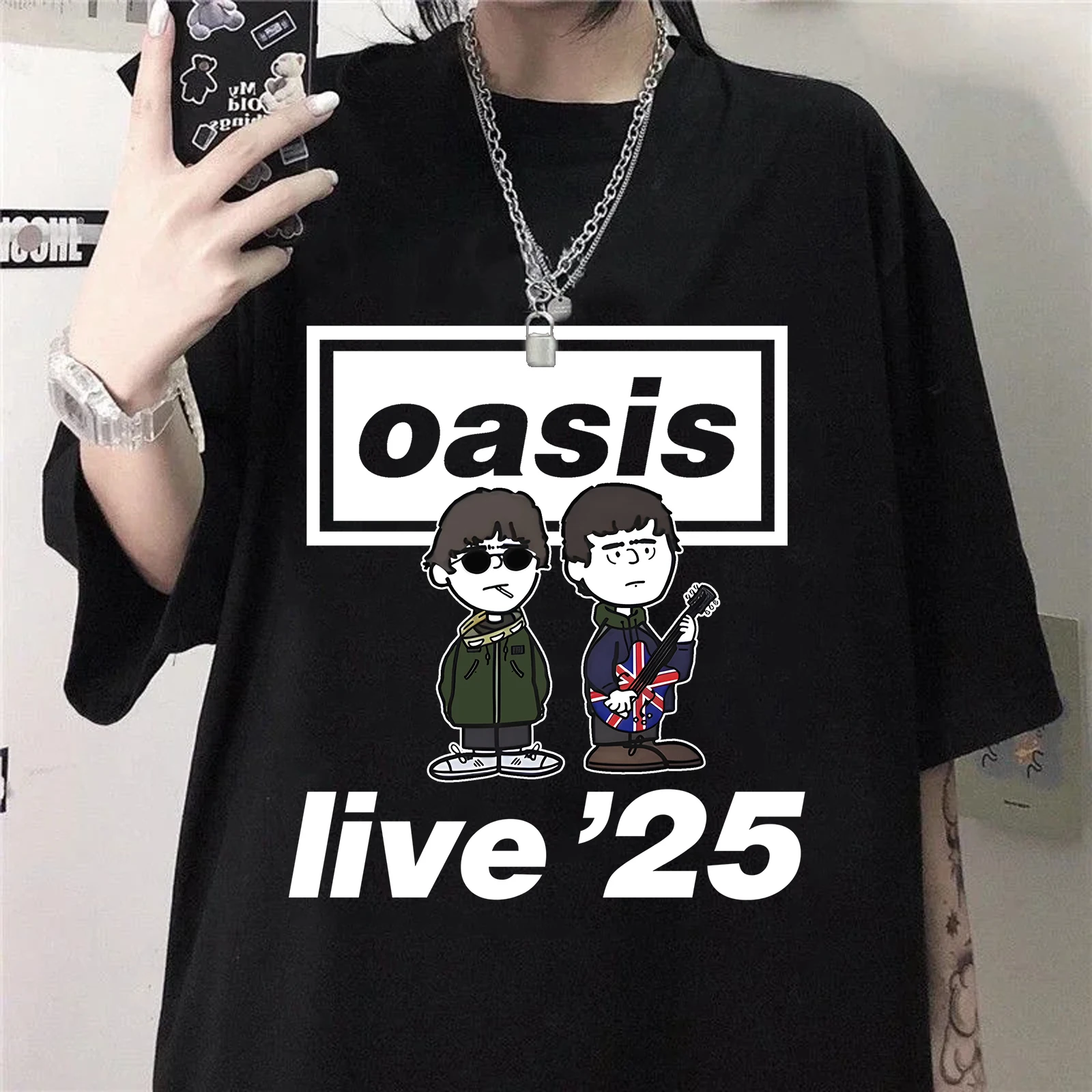 

Oasis Live 25 Tour 2025 T-shirt Harajuku Women Girl Oasis Concert Music O-neck Summer Shirt