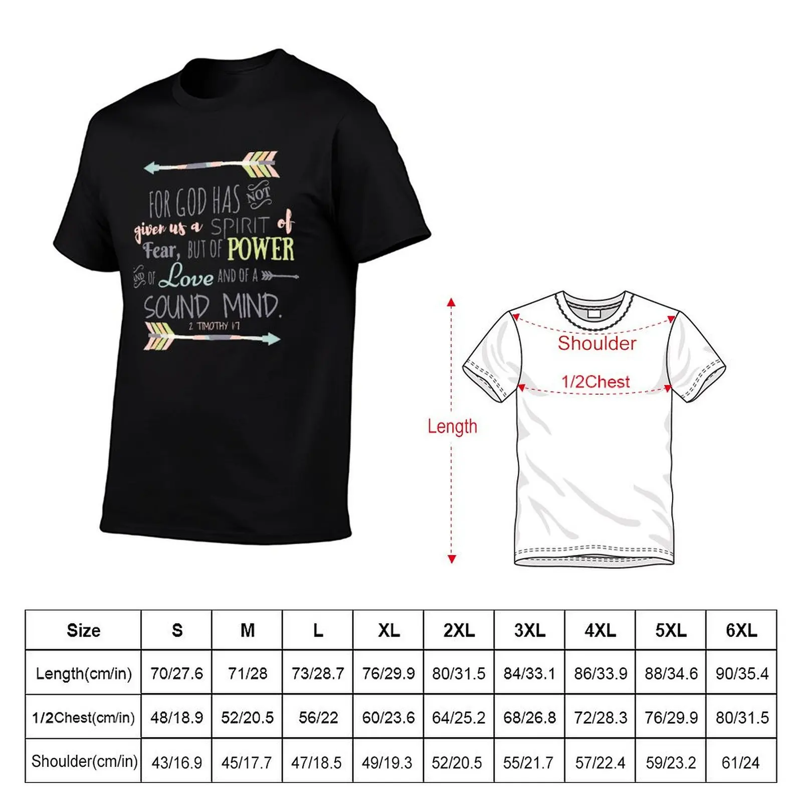 2 Timothy 1:7 Bible Verse T-Shirt graphics oversized t shirt vintage clothes mens t shirts pack