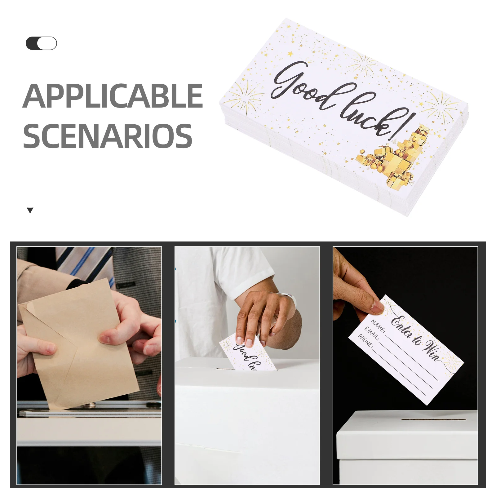 300 Pcs Blank Cards Raffle Ticket Entry Form Party Tickets Multi-use Ballot 900X500X001CM Voting Golden