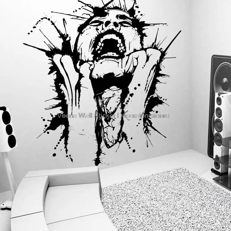 Screaming Woman Splash Ink Paint Painting Wall Stickers Performance Art Painting Home Decoration Living Decoration Vinyl Decals