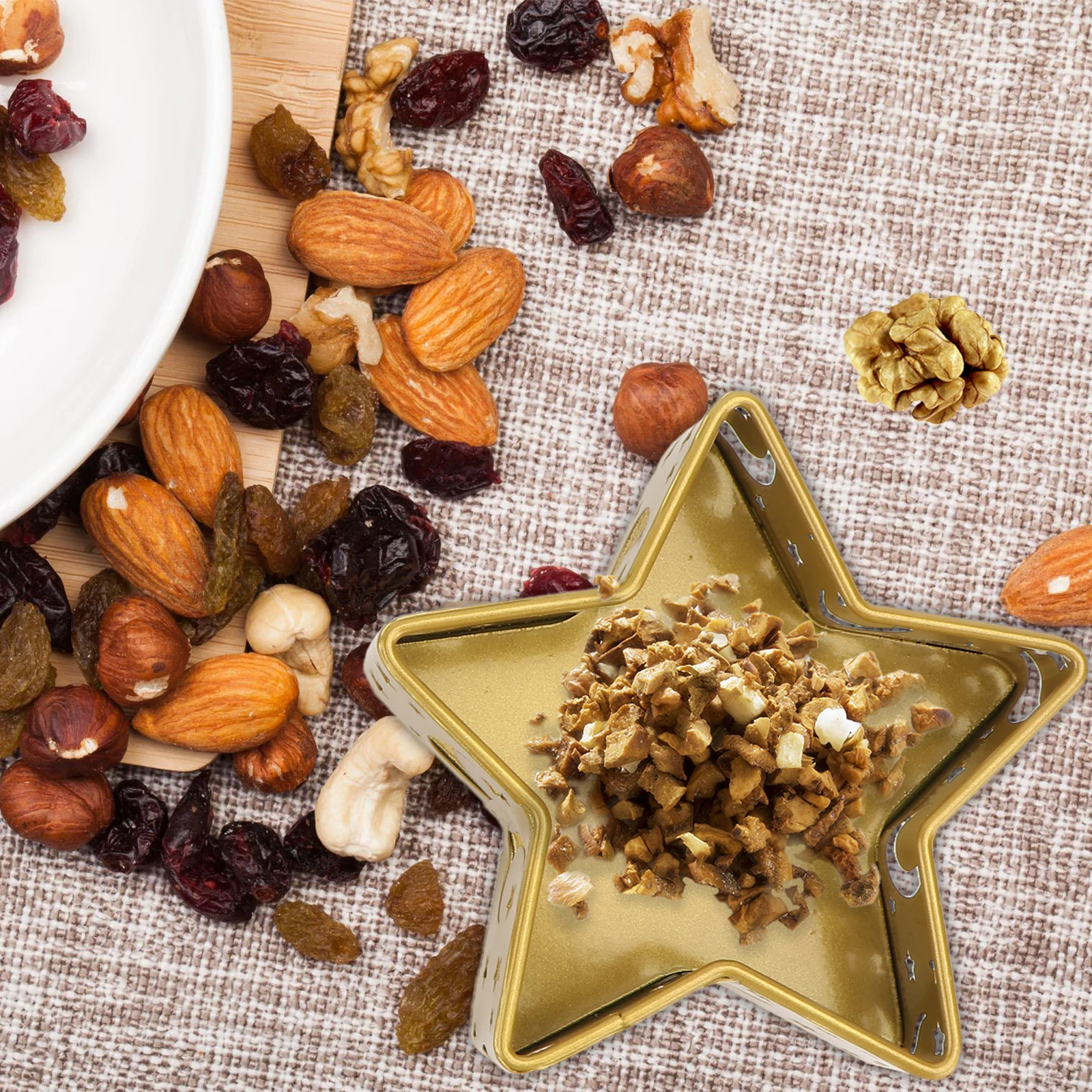 2 Pcs Star Moon Dinner Plate Shaped Candy Case Iron Tray Snack Dried Fruit Household Serving